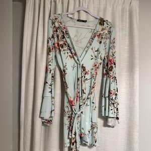 Boohoo Light Blue Floral Romper